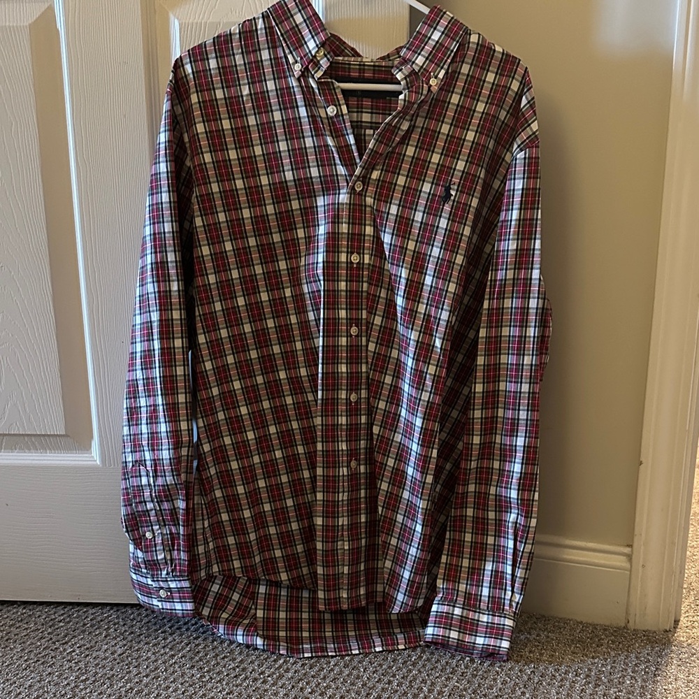 Men's Red Plaid Button-Down Shirt Polo Ralph Lauren